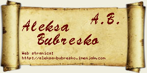 Aleksa Bubreško vizit kartica